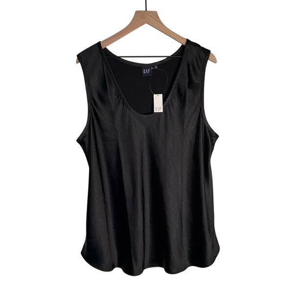 GAP Tops - NWT GAP Black satin workwear interview outfit lightweight sleeveless blouse XXLT